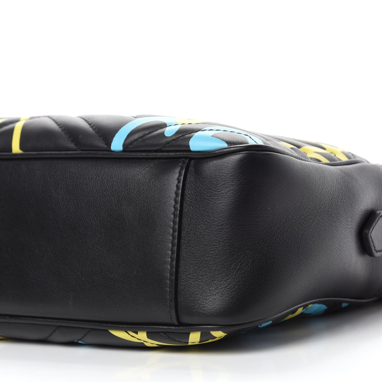 Calfskin Matelasse GucciGhost Medium GG Marmont Chain Shoulder Bag Black New Acquamarine