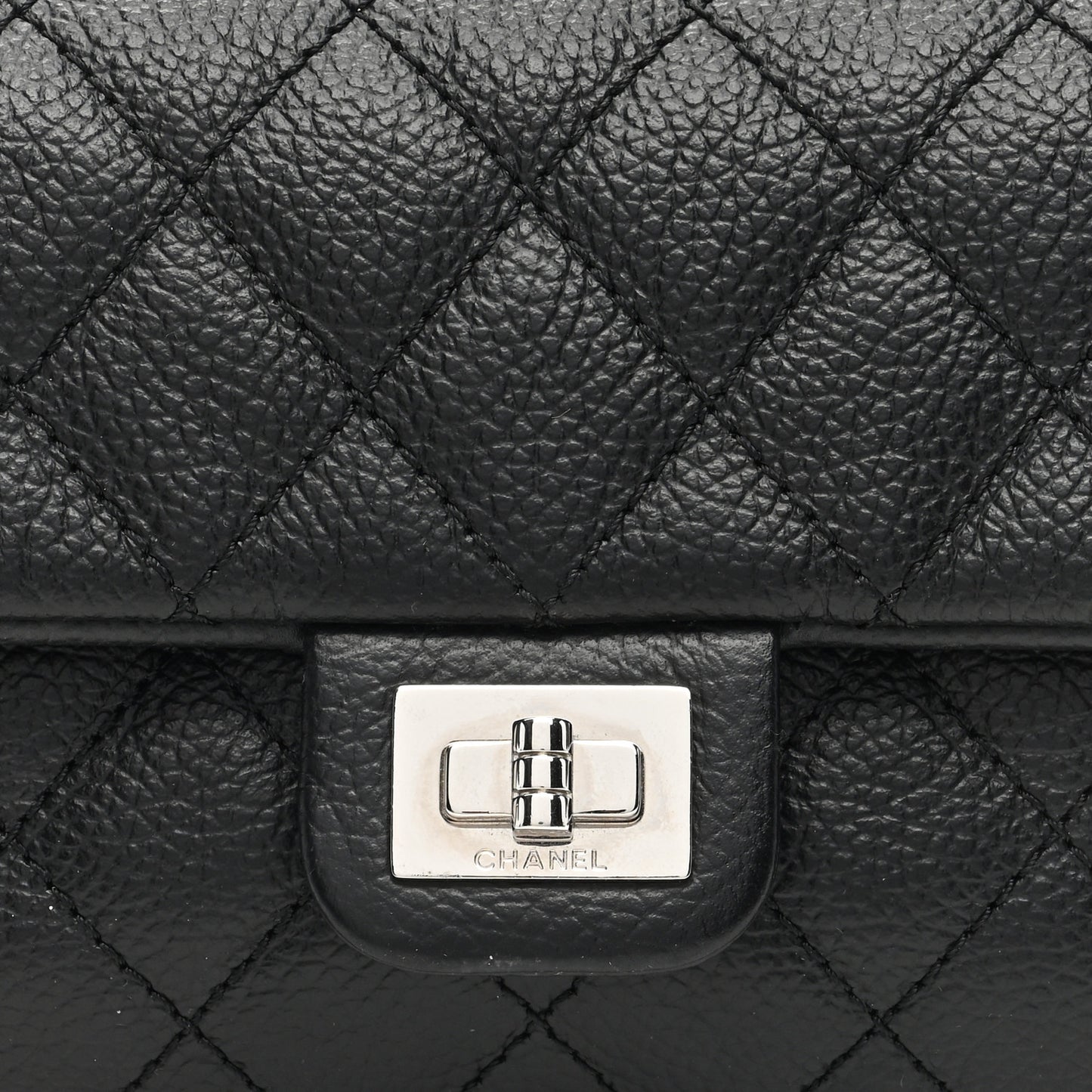 Grained Calfskin Quilted 2.55 Reissue Flap Belt Bag Clutch Black