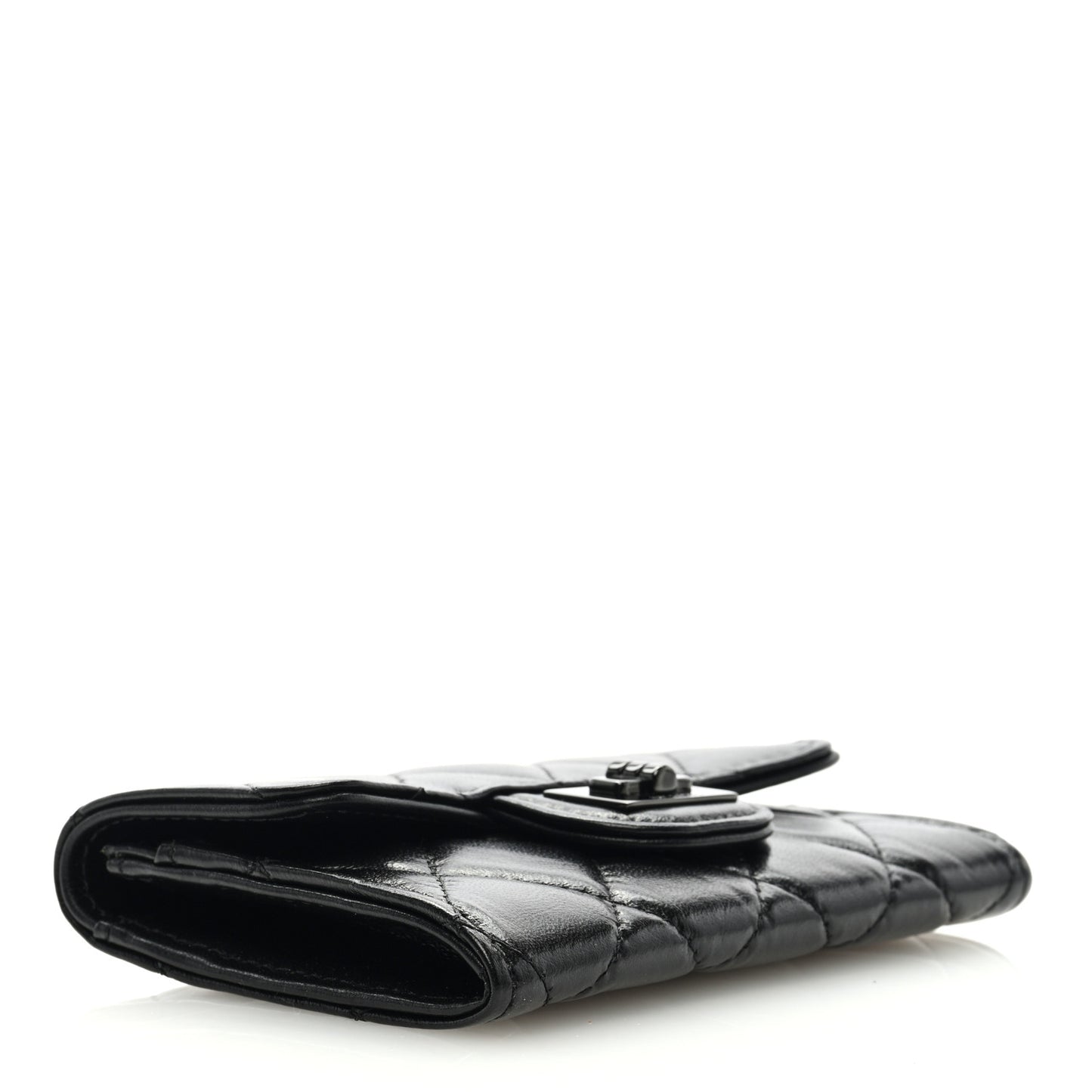 Aged Calfskin Quilted Reissue Flap Card Holder So Black