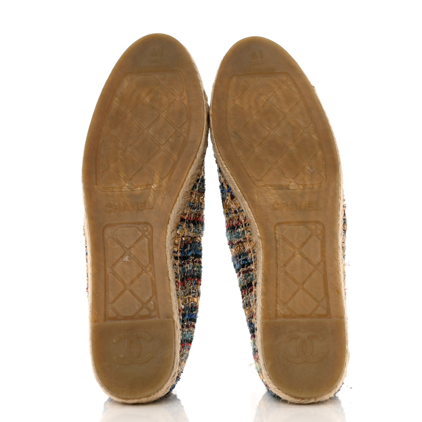 Tweed Grosgrain CC Espadrilles 41 Multicolor Black