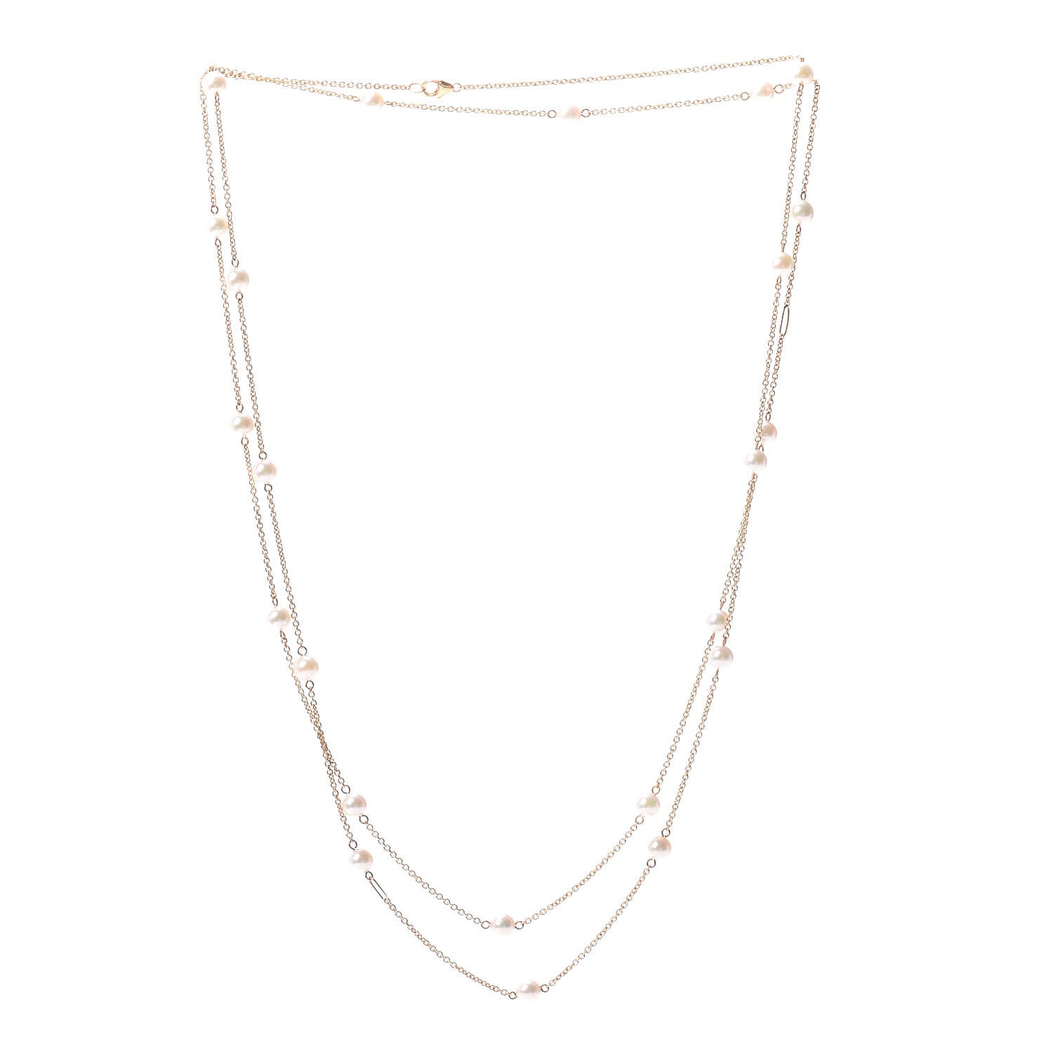 Mikimoto 18K Yellow Gold Akoya Pearl 6mm Station Necklace 49" 3 of 4