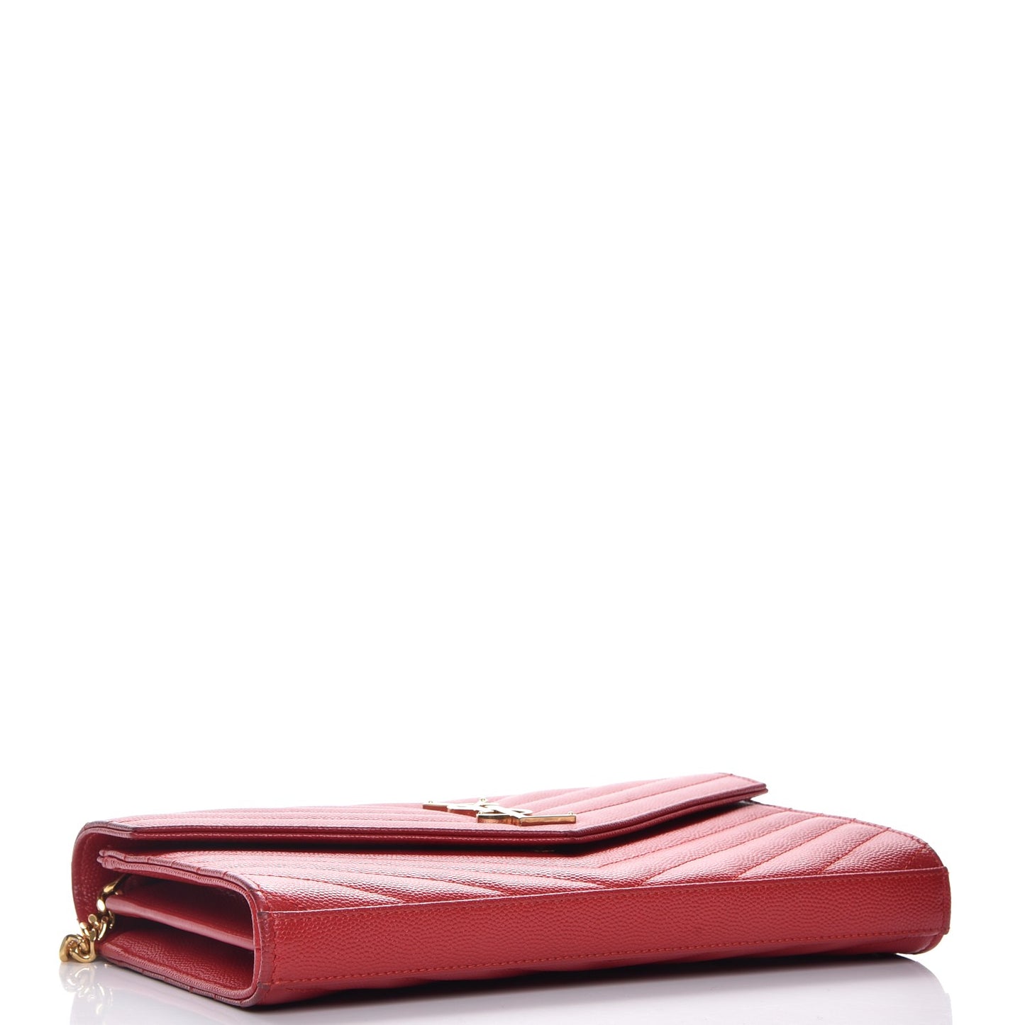 Grain De Poudre Matelasse Chevron Monogram Chain Wallet New Red