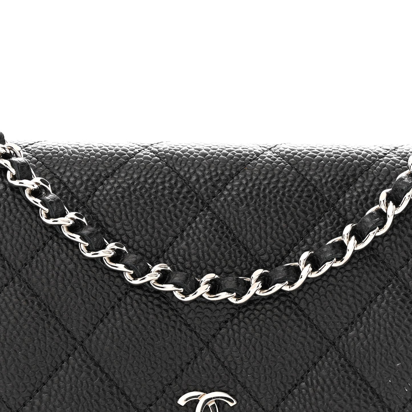 Caviar Quilted Wallet on Chain WOC Black