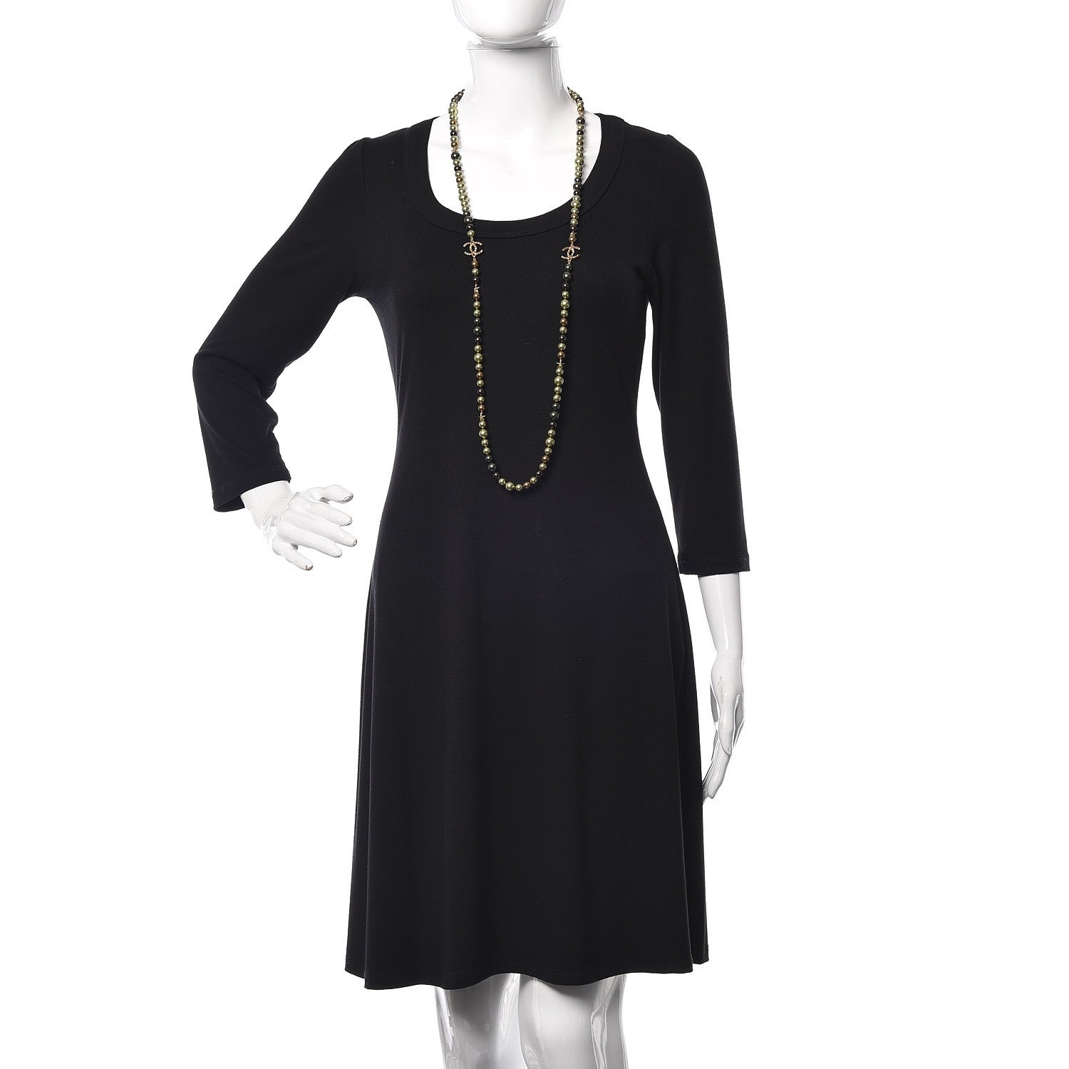 Chanel Pearl Star CC Long Necklace Green Gold 2 of 6