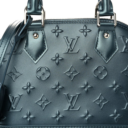 Louis Vuitton Metallic Calfskin Debossed Monogram Alma BB Steel Blue 7 of 9