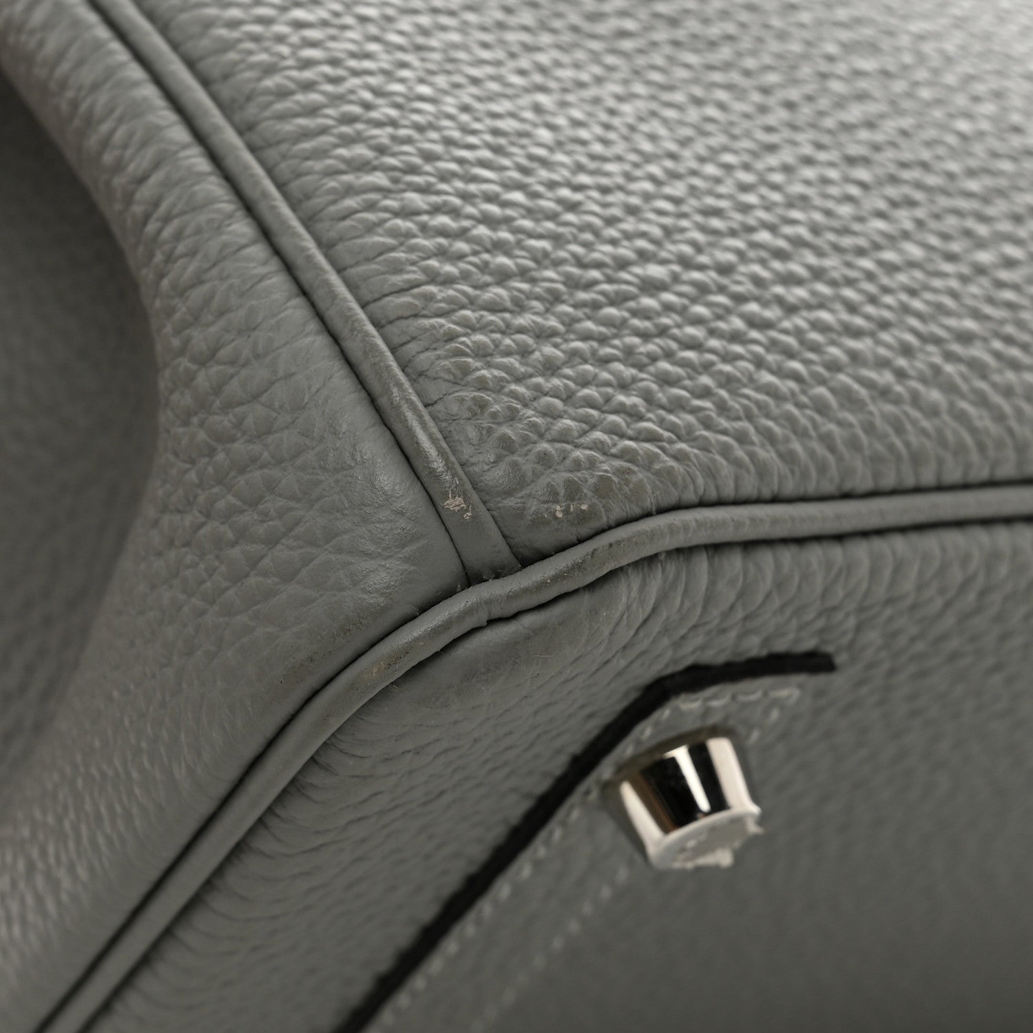 Hermes Togo Horseshoe Birkin 30 Gris Mouette Bleu Electrique 11 of 12
