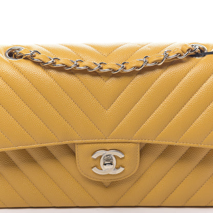 Chanel Caviar Chevron Quilted Small Double Flap Yellow 8 of 11