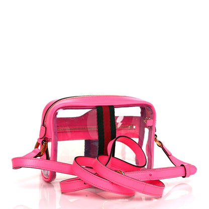 Gucci Vinyl Web Mini Ophidia Transparent Shoulder Bag Fluorescent Fuchsia 3 of 10