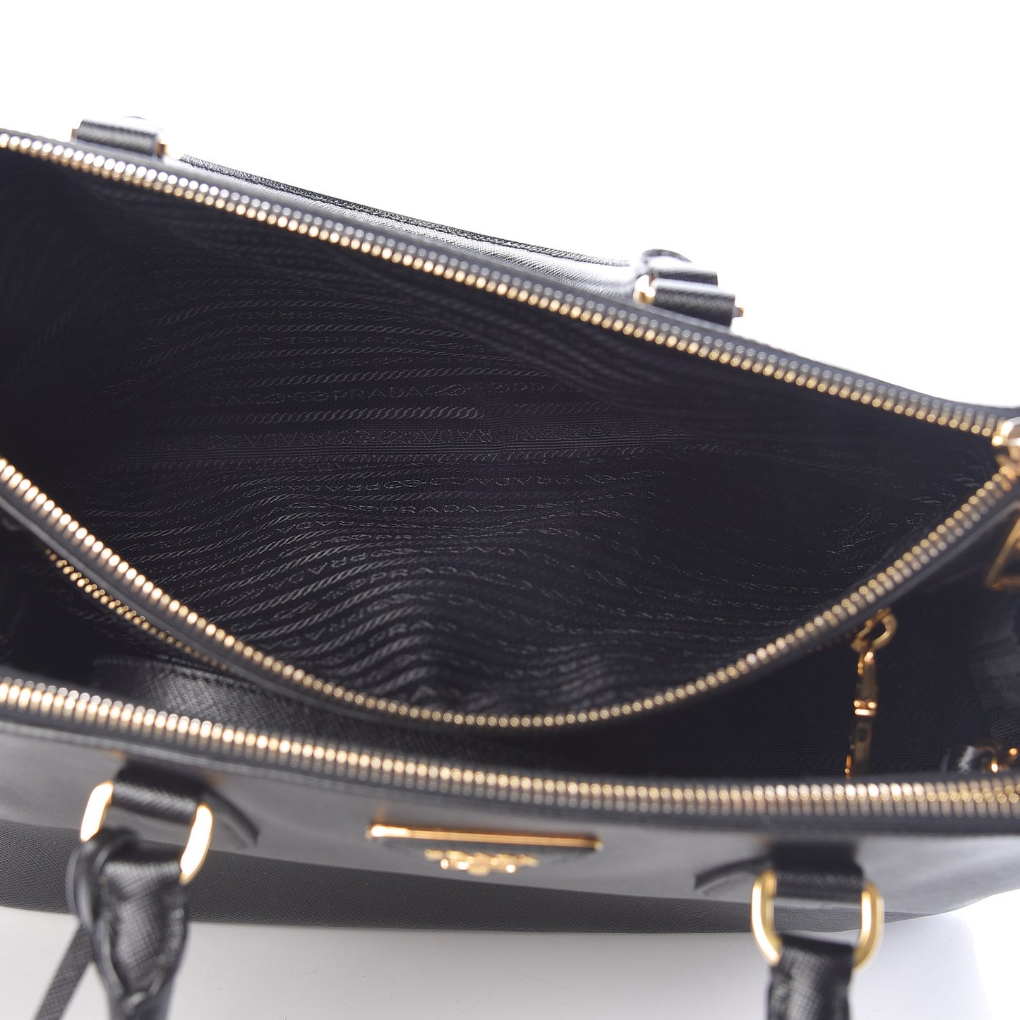 Saffiano Medium Galleria Double Zip Tote Black