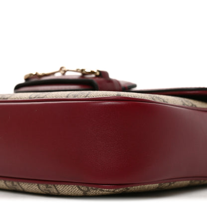 Gucci GG Supreme Monogram Horsebit 1955 Soft Small Shoulder Bag Beige Ebony Rosso Ancora 10 of 10