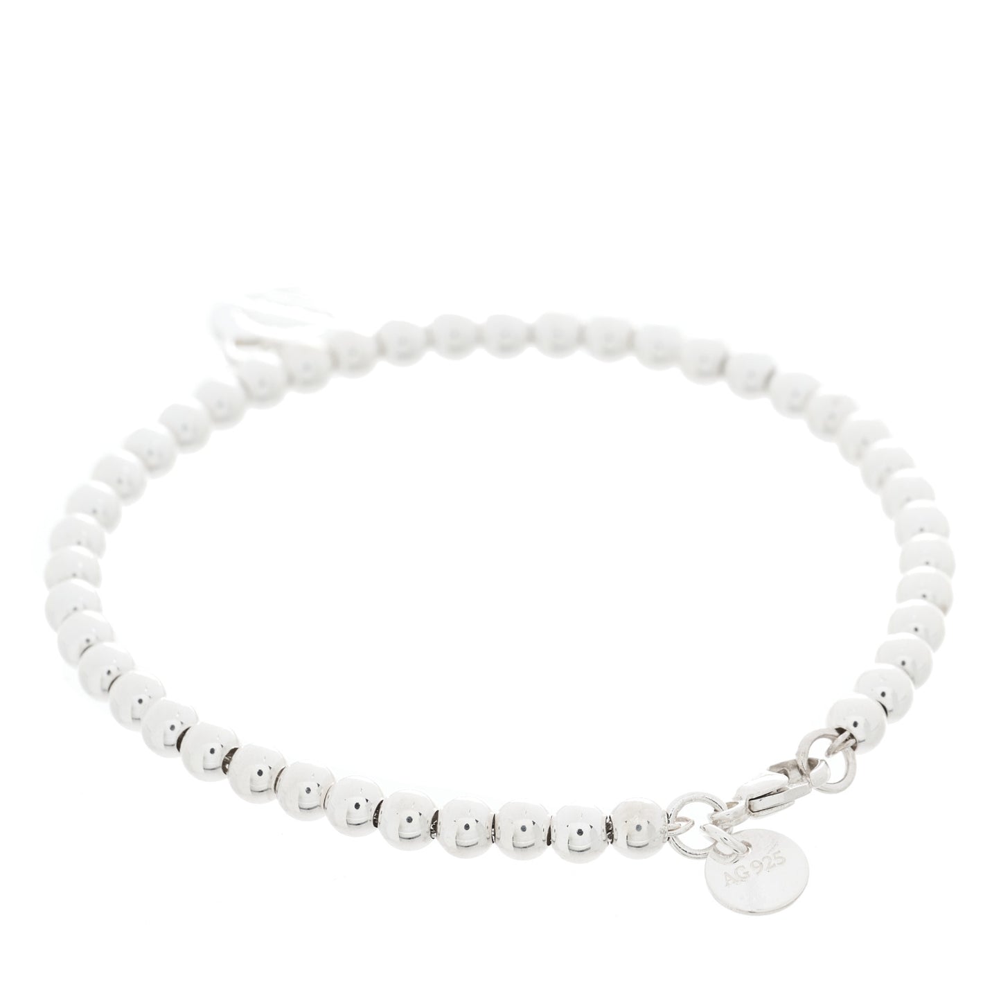 Sterling Silver Enamel 4mm Return To Tiffany Heart Tag Bead Bracelet Pink