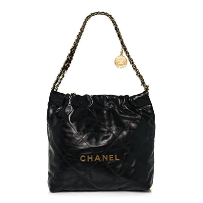 Chanel Shiny Calfskin Quilted Small Chanel 22 Black 1 of 15