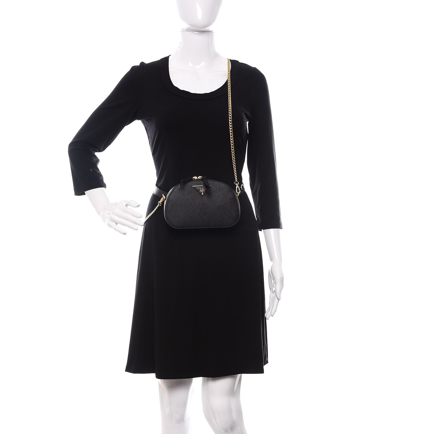 Prada Saffiano Lux Odette Belt Bag Black 2 of 9