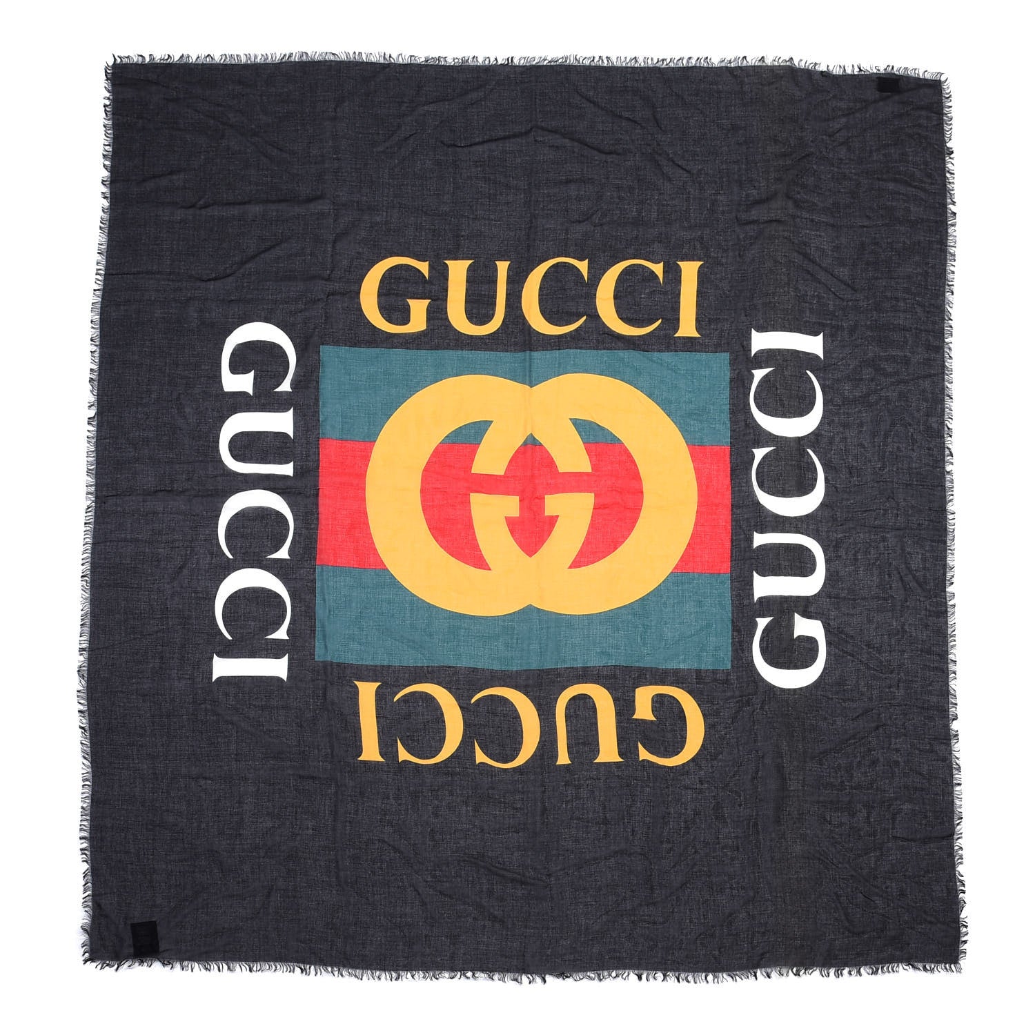 Gucci Modal Silk Logo Square Scarf Black 1 of 4