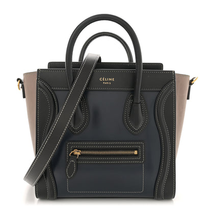Celine Glazed Calfskin Nano Bi-Color Luggage Dark Blue 1 of 13