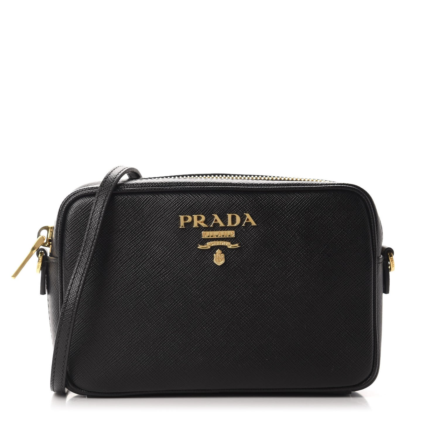 Saffiano Lux Small Camera Crossbody Bag Black
