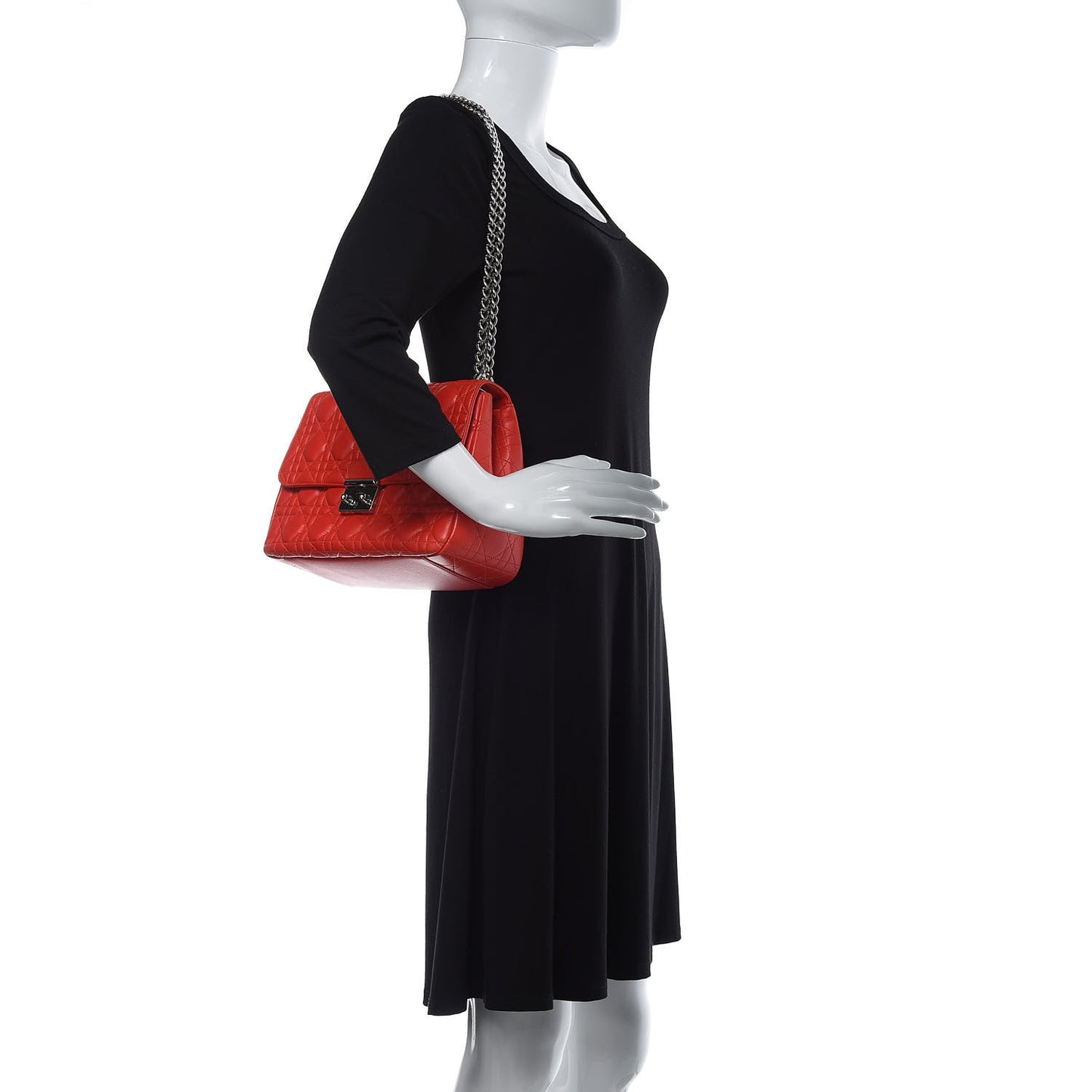 Lambskin Cannage Large Miss Dior Flap Vermillion