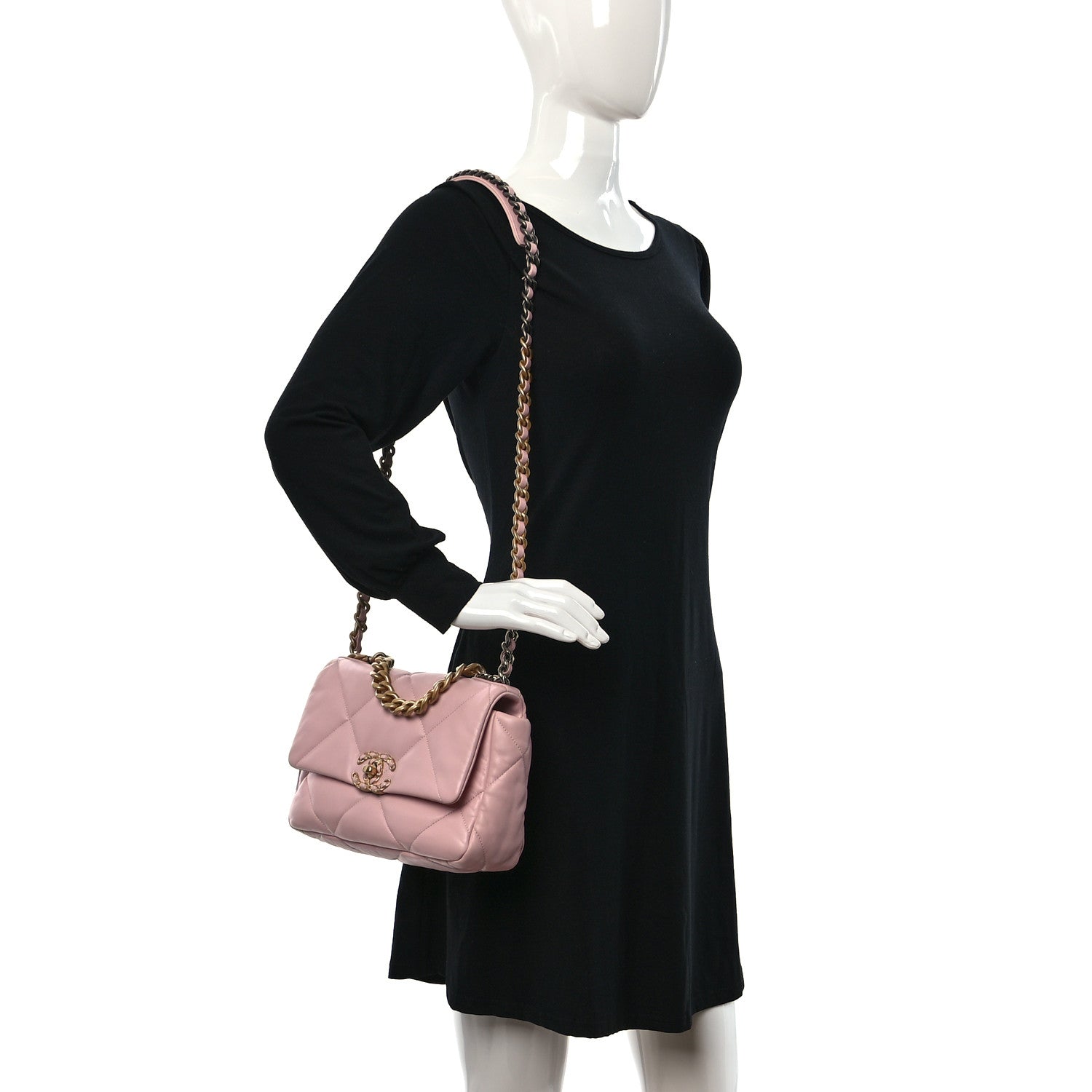 Chanel Lambskin Quilted Medium Chanel 19 Flap Light Pink 3 of 10