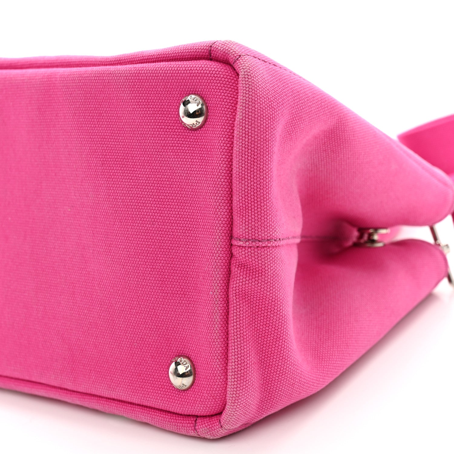 Prada Canvas Grommet Canapa Tote Pink 13 of 18