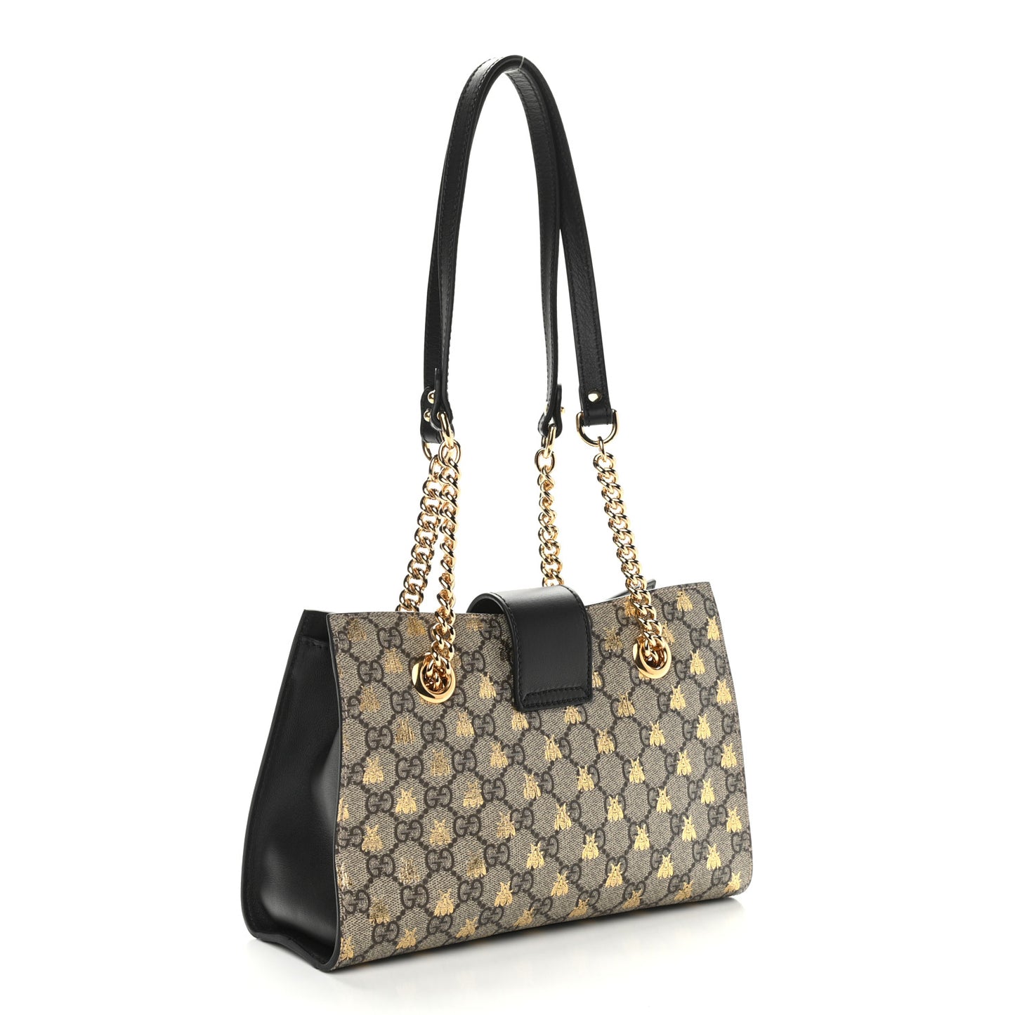 GG Supreme Monogram Bees Small Padlock Tote Beige Oro Black