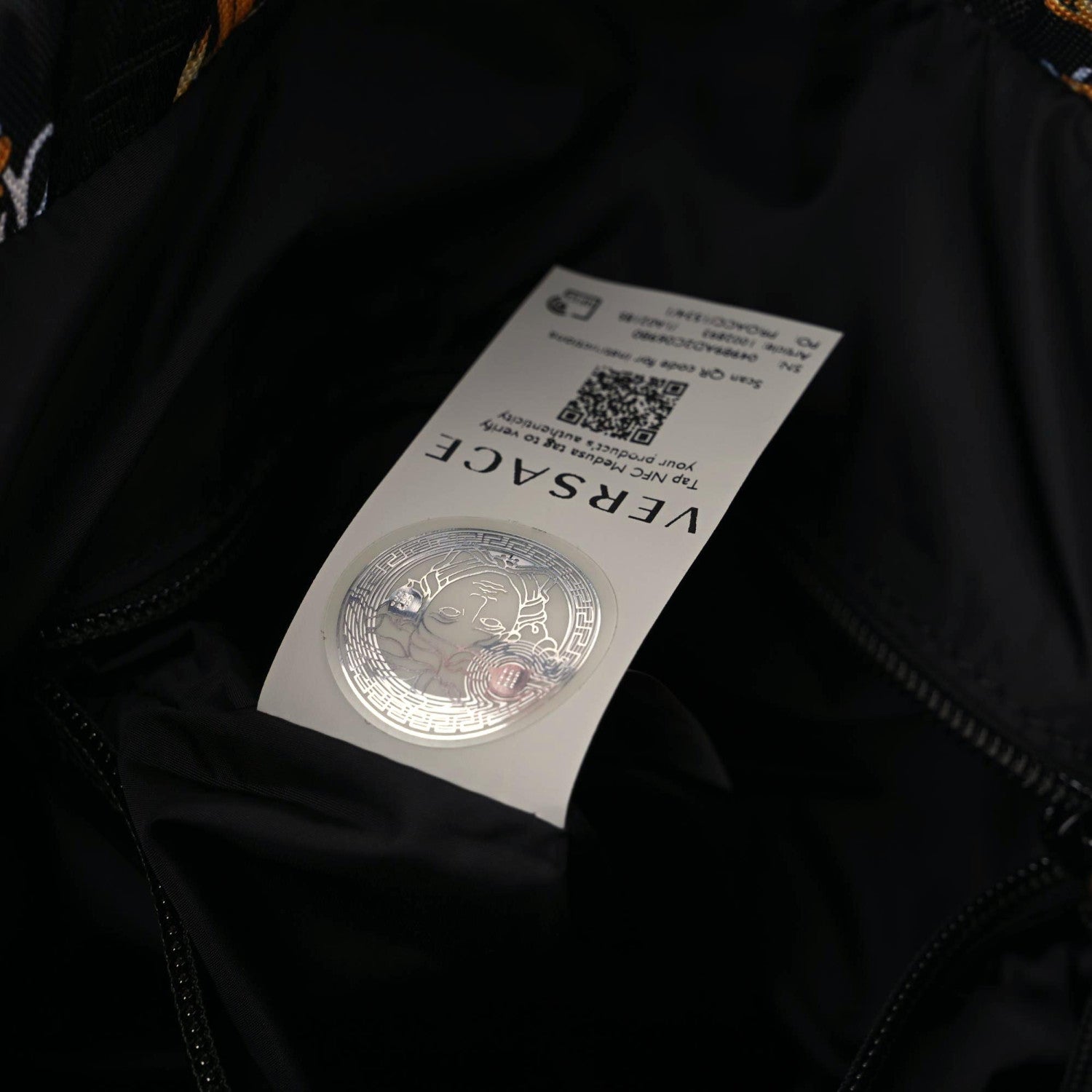 Versace Nylon Barocco Signature Print Drawstring Backpack Black 9 of 9