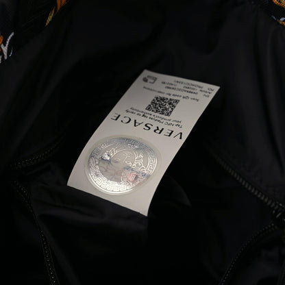 Versace Nylon Barocco Signature Print Drawstring Backpack Black 9 of 9