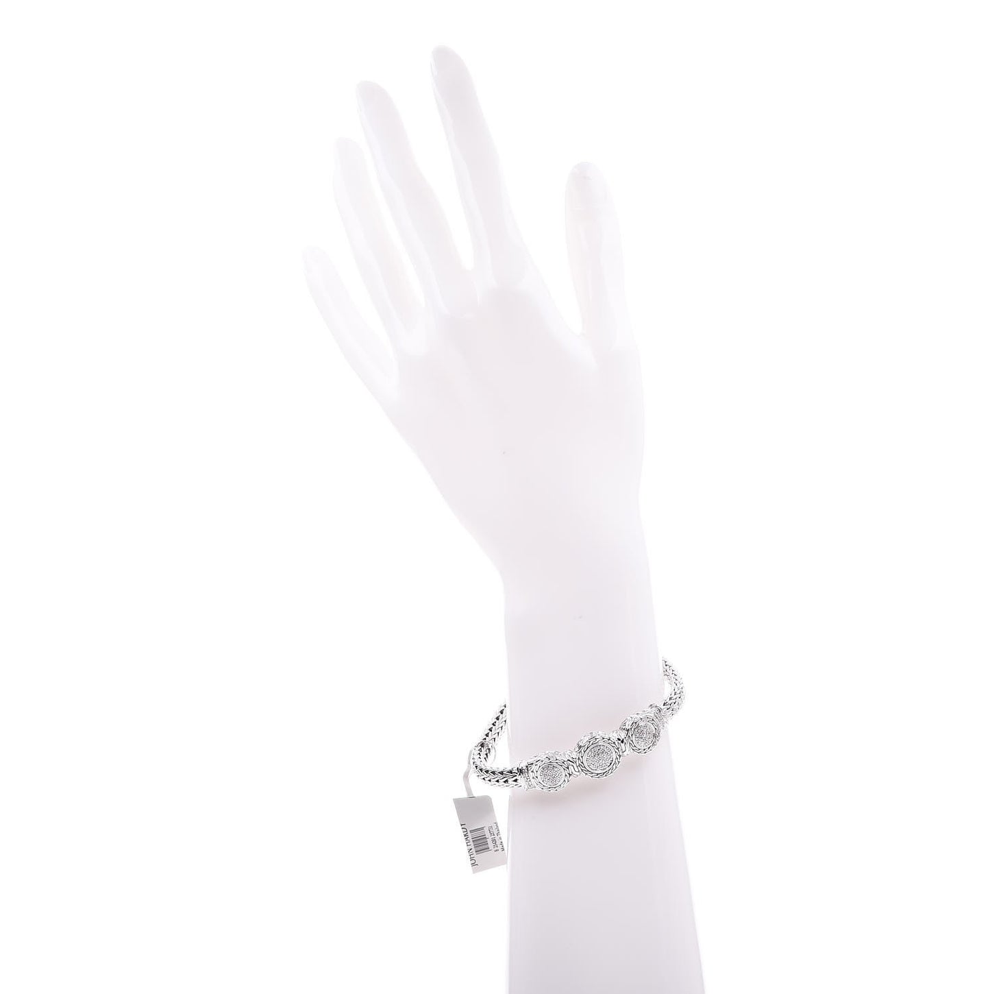 Sterling Silver Pave Diamond Round Trio Station Bracelet