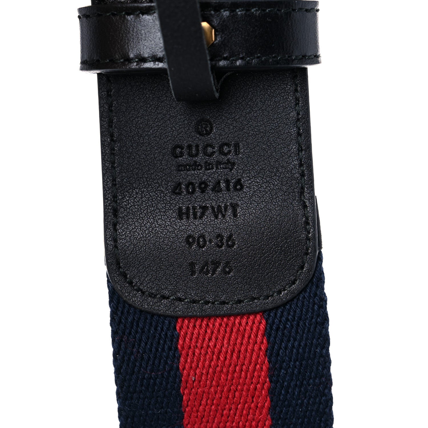 Gucci Nylon Calfskin Double G Web 40mm Belt 90 36 Blue Red Black 3 of 7