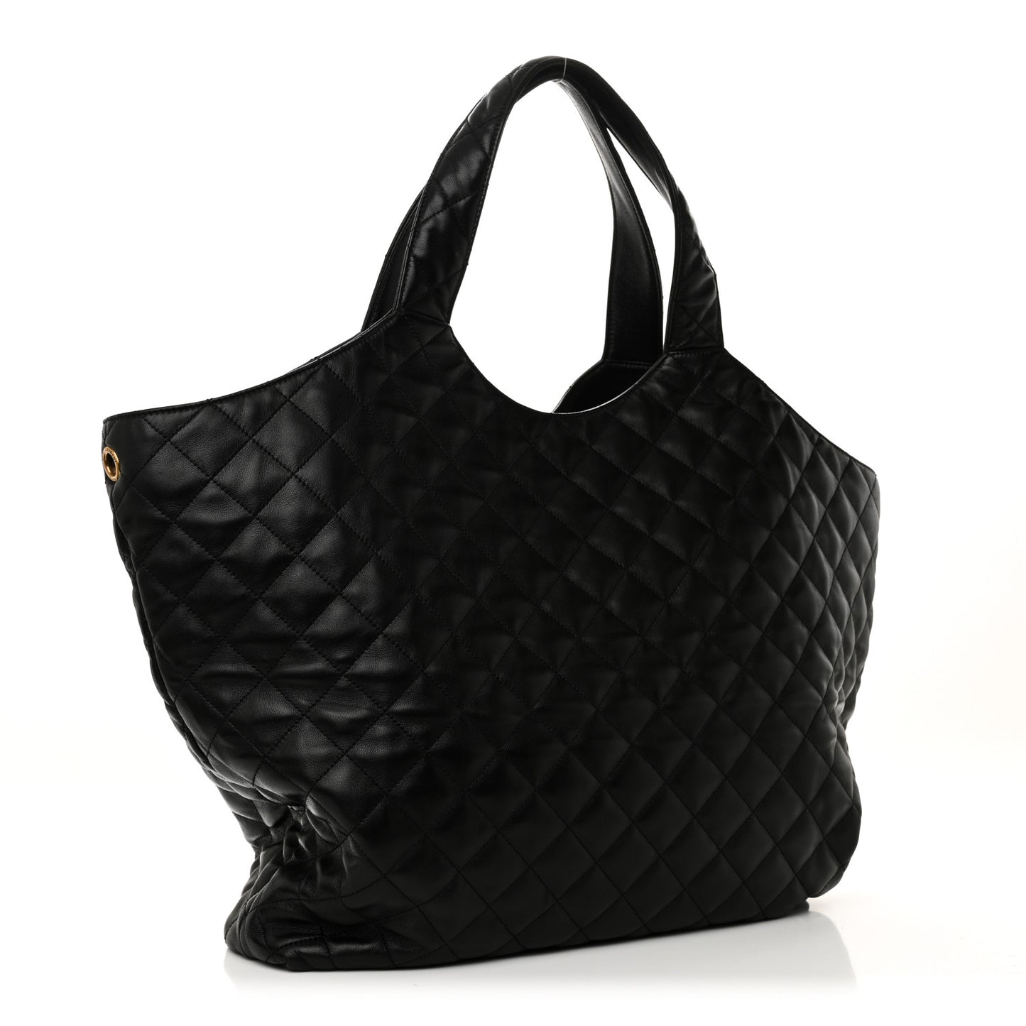 Lambskin Quilted Maxi Icare Shopping Tote Black