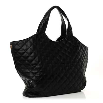 Saint Laurent Lambskin Quilted Maxi Icare Shopping Tote Black 4 of 11