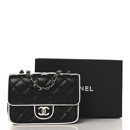 Chanel Lambskin Quilted Resin CC Mini Flap Bag Black White 11 of 11