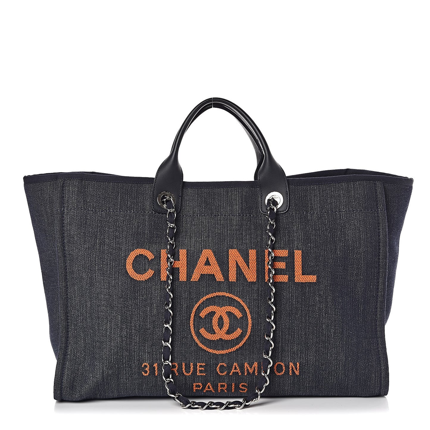 Canvas Large Deauville Tote Blue Orange