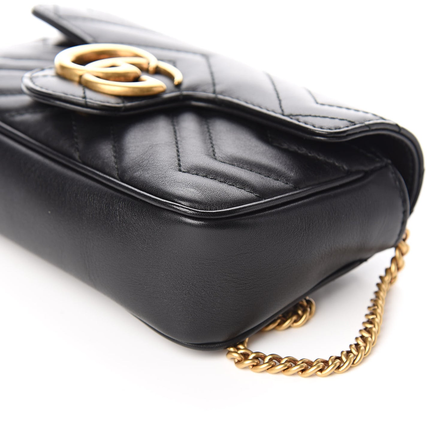 Calfskin Matelasse Super Mini GG Marmont Shoulder Bag Black