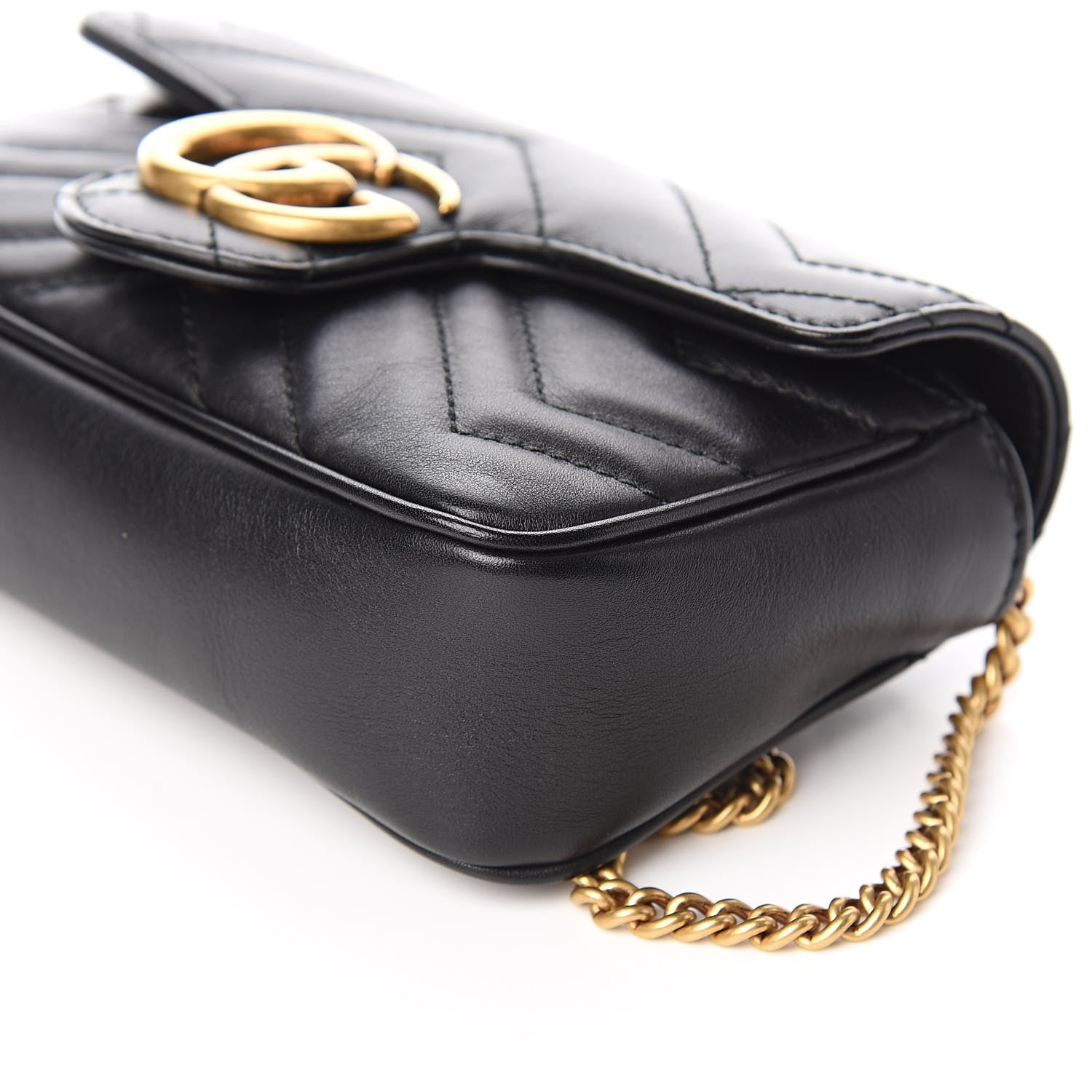 Gucci Calfskin Matelasse Super Mini GG Marmont Shoulder Bag Black 9 of 10