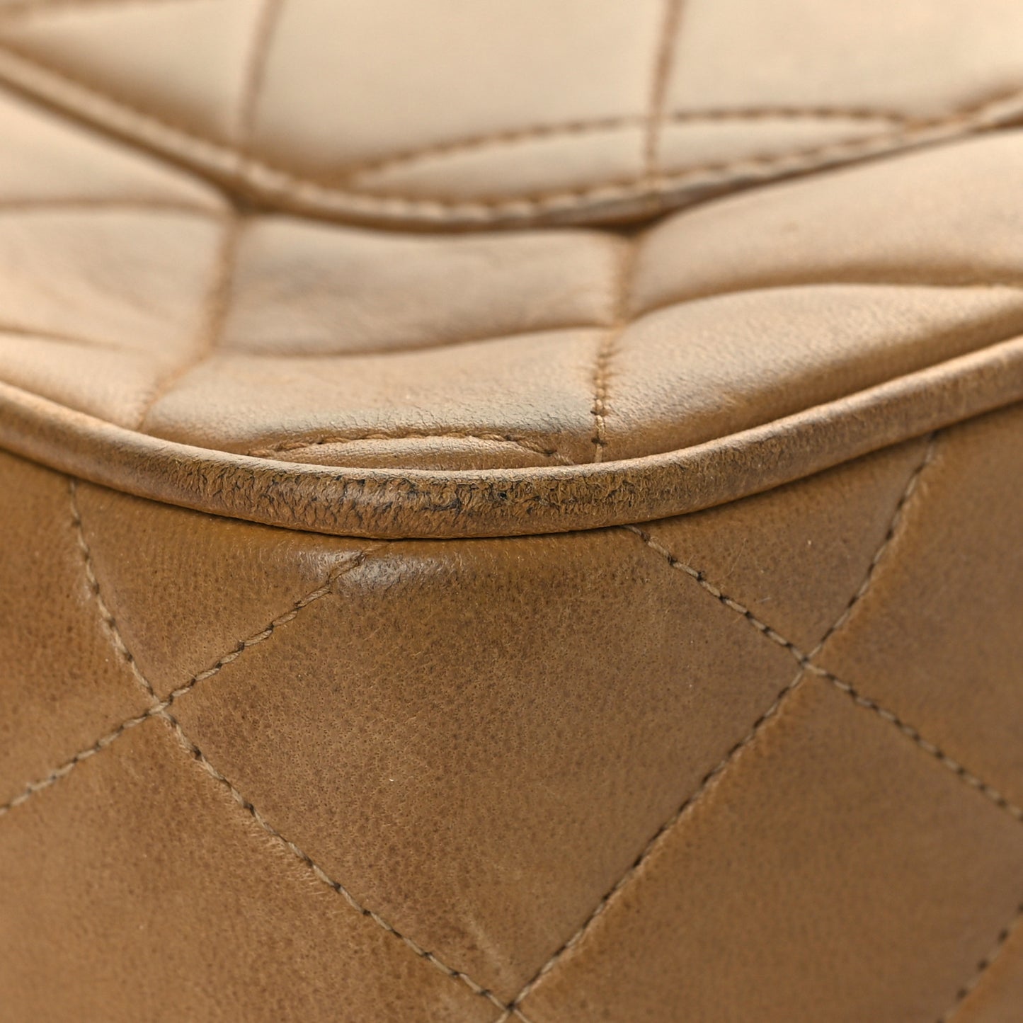 Lambskin Quilted Flap Camera Case Brown