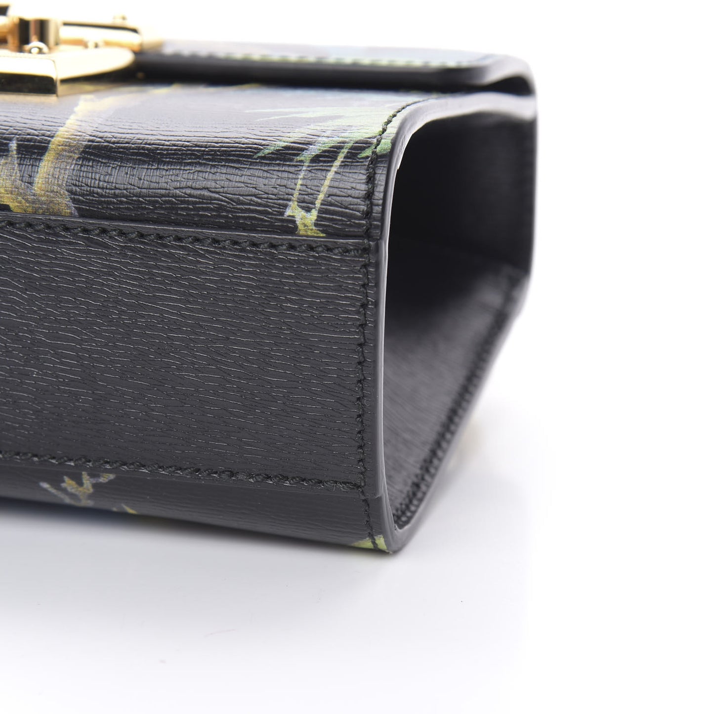 Calfskin Tropical Print Small Padlock Shoulder Bag Black Multi
