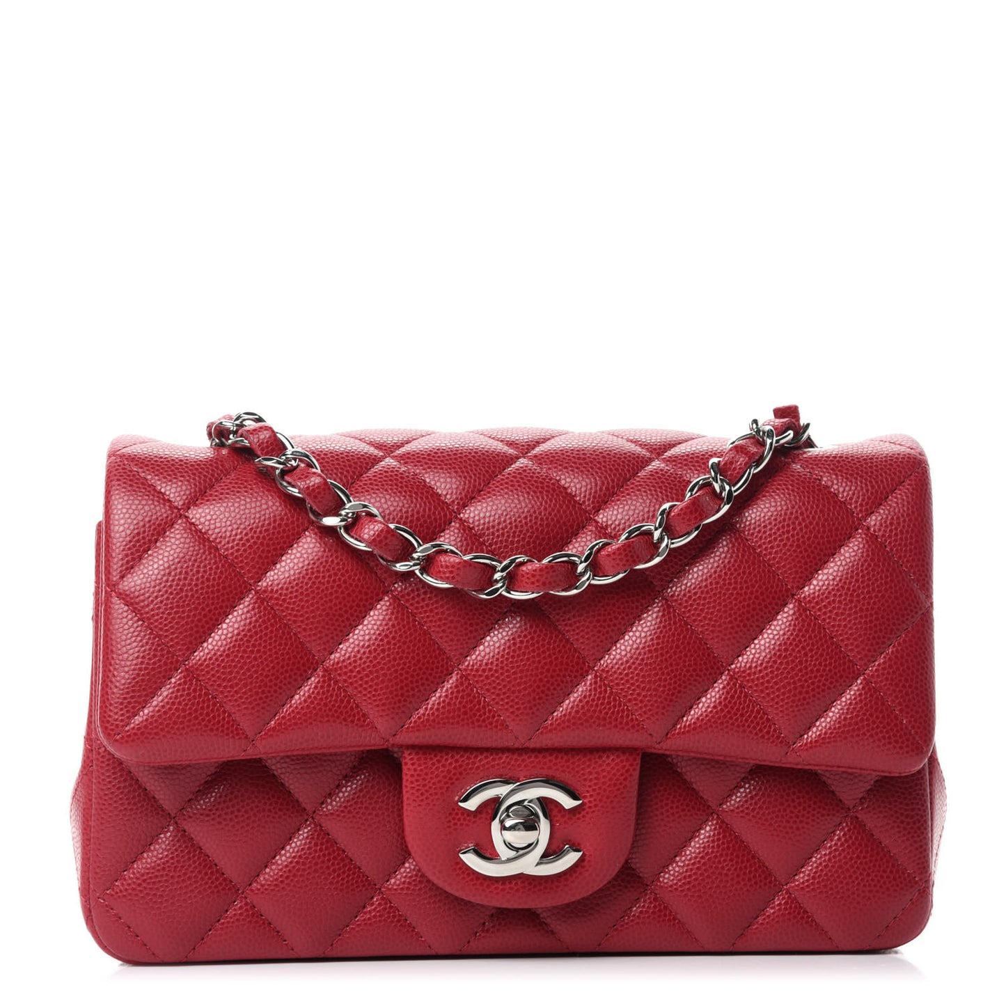 Caviar Quilted Mini Rectangular Flap Dark Pink
