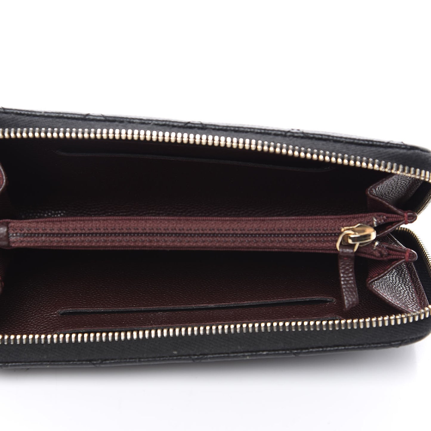 Caviar Quilted Medium Zip Around Wallet Black