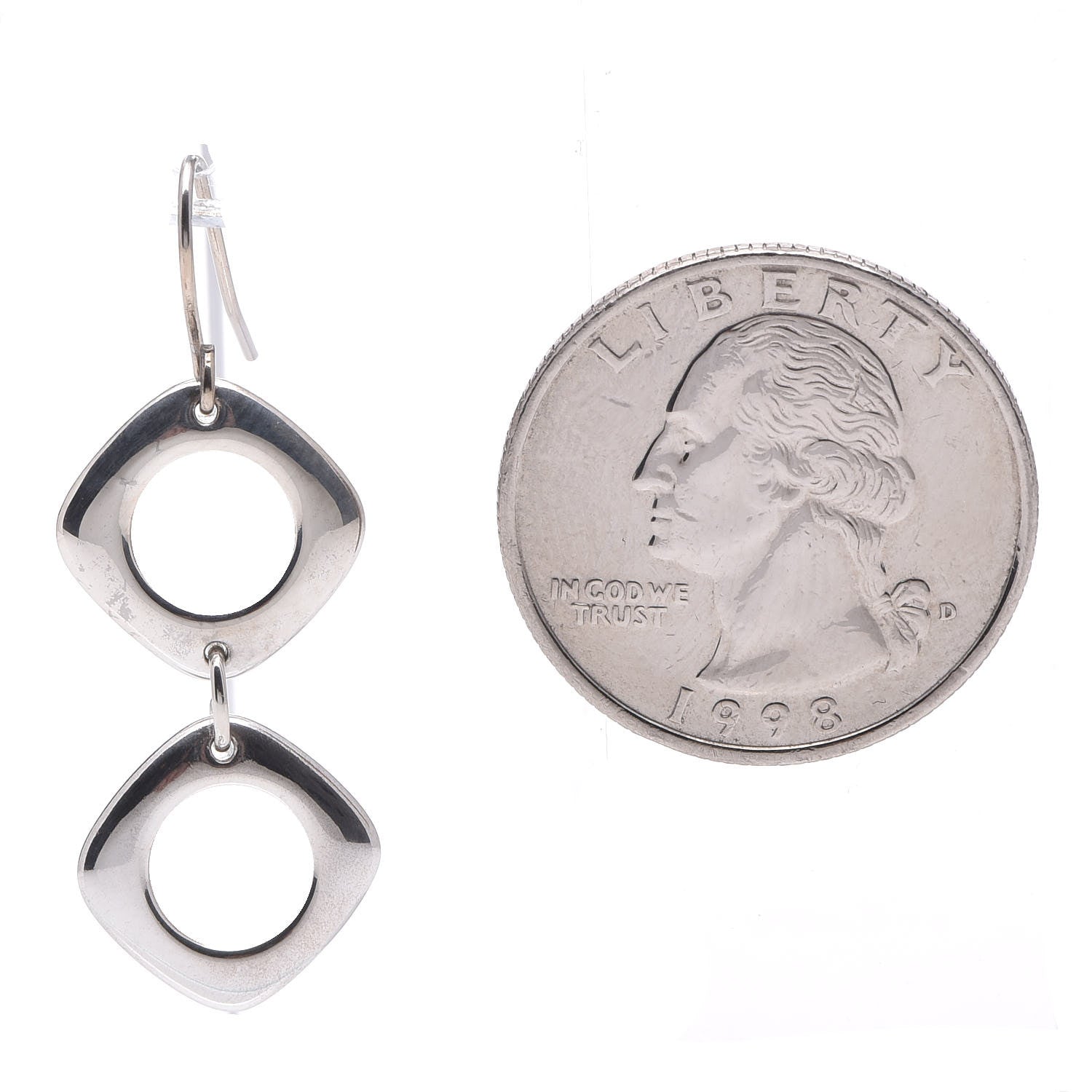 Tiffany Sterling Silver Cushion Square Link Drop Earrings 2 of 5