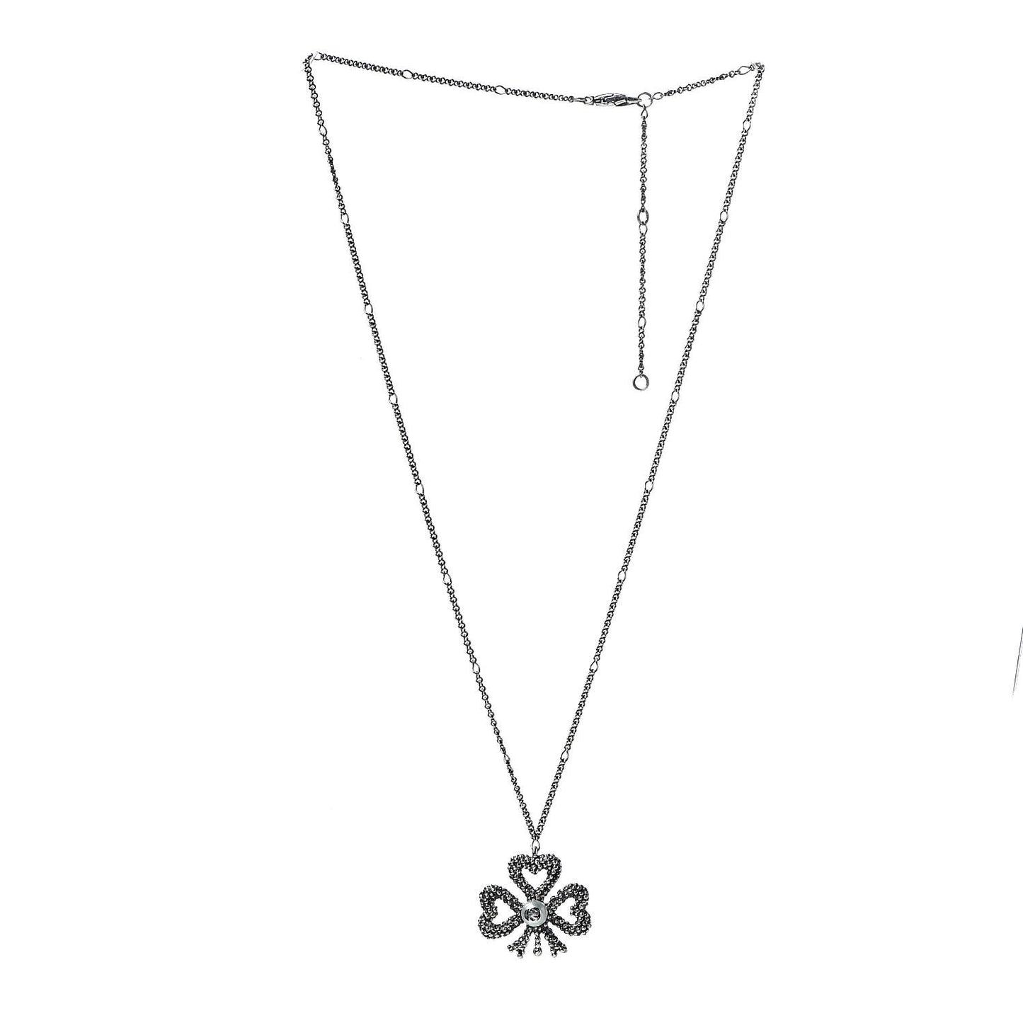 Sterling Silver Heart Ribbon Pendant Necklace