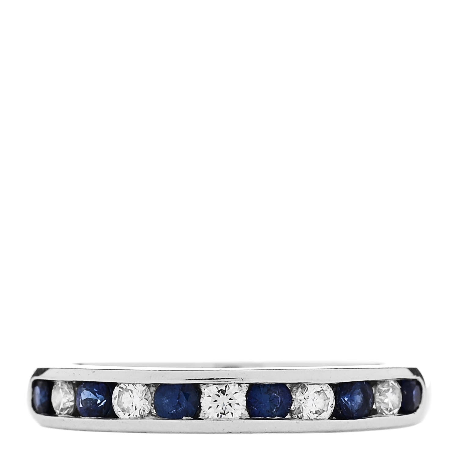 Tiffany Platinum Diamond Sapphire 3mm Band Ring 50 5.5 1 of 6