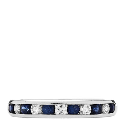 Tiffany Platinum Diamond Sapphire 3mm Band Ring 50 5.5 1 of 6