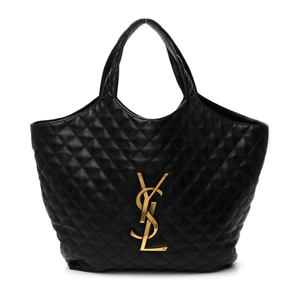 Saint Laurent Lambskin Quilted Maxi Icare Shopping Tote Black 1 of 12