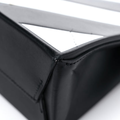 Off-White Saffiano Striped Diag Box Bag Black White 10 of 16