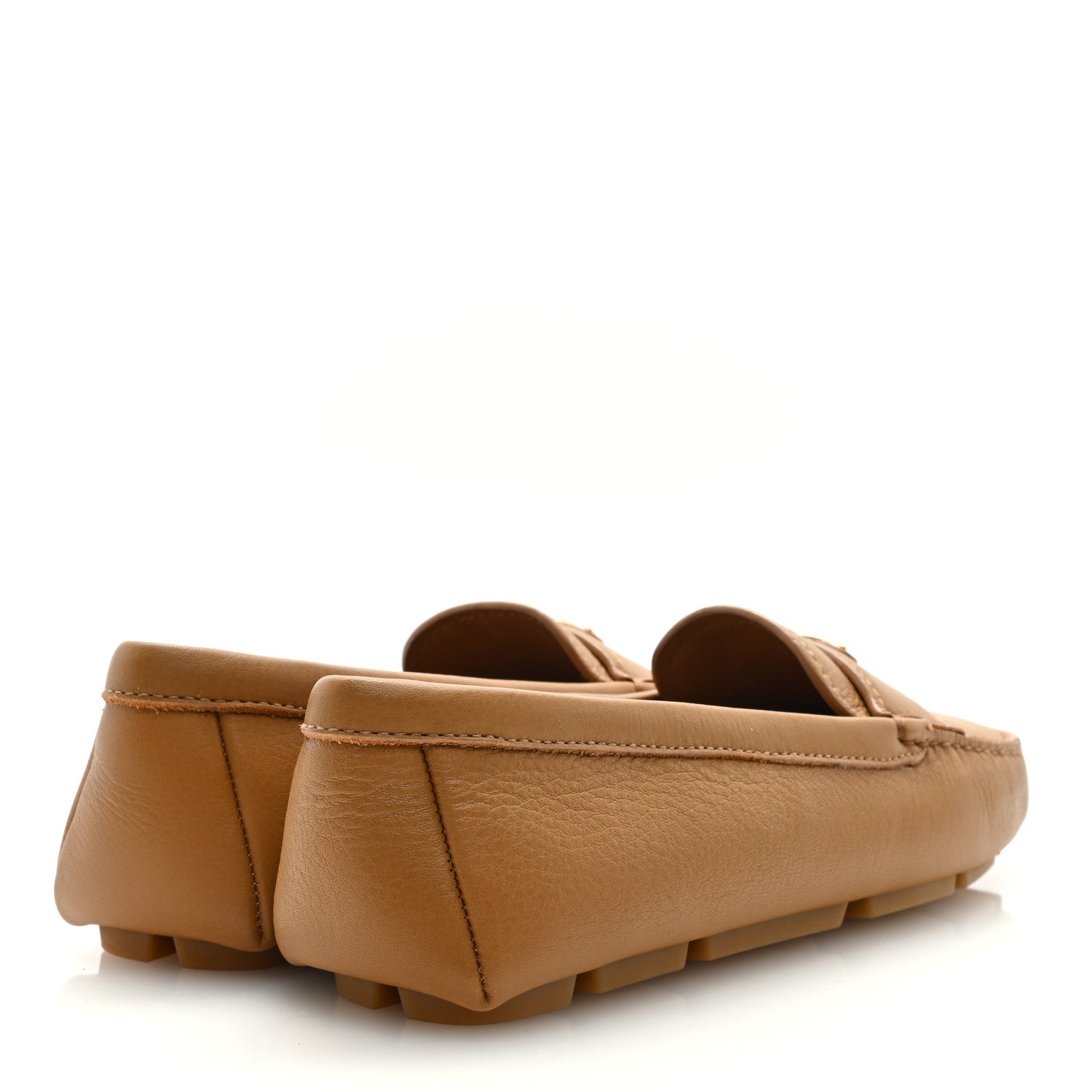 Prada Cervo Triangle Driving Loafer 37.5 Naturale 4 of 7