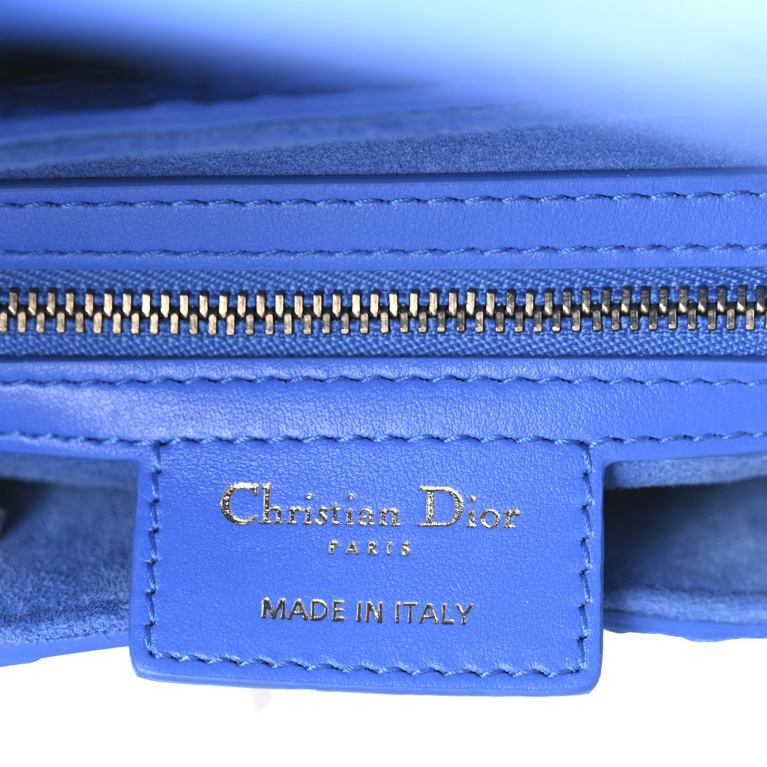 Christian Dior Perforated Calfskin Embossed Oblique Saddle Bag Blue White 6 of 10