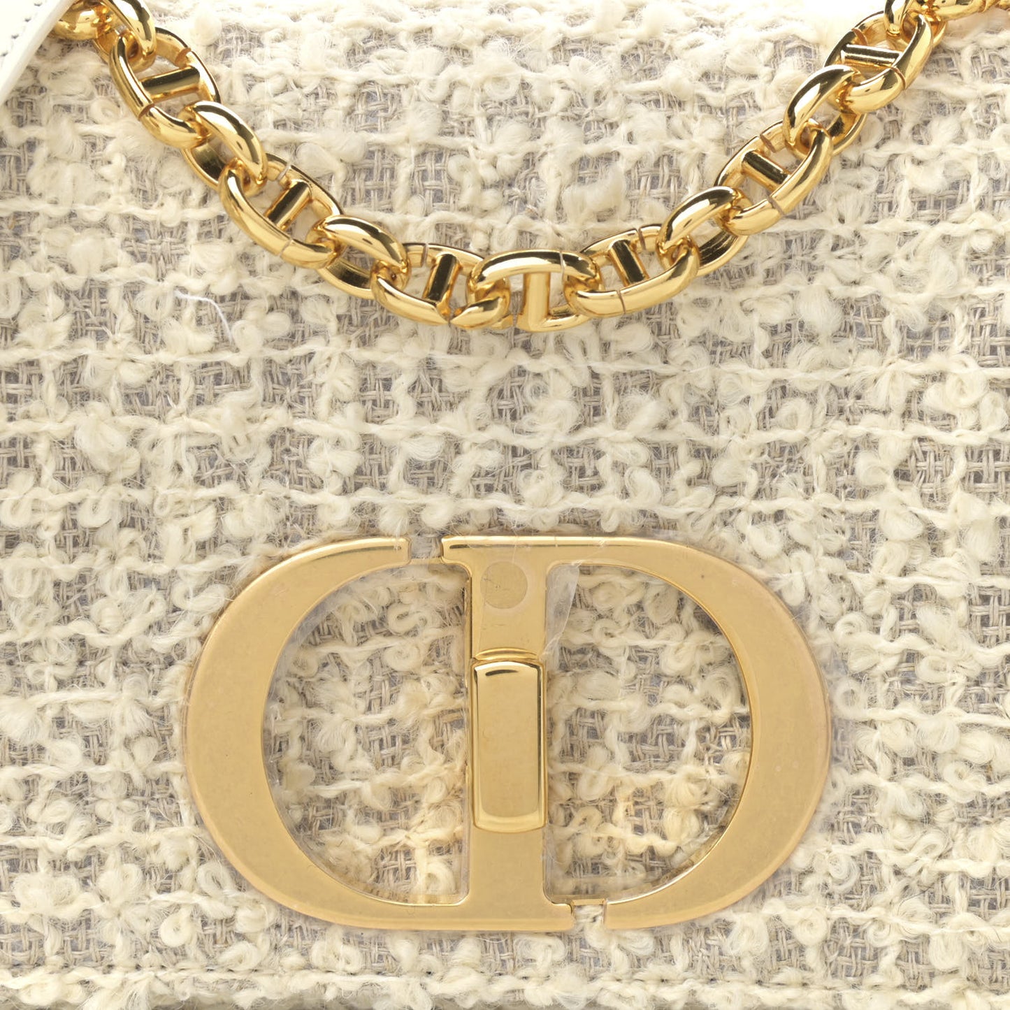 Tweed Cannage Small Caro Bag White