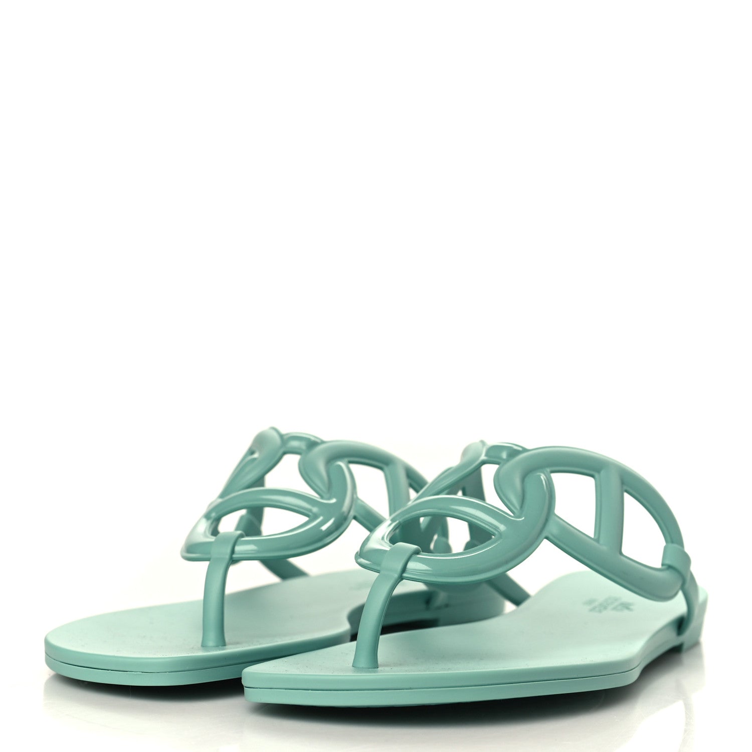Hermes Rubber Womens Egerie Sandals 38 Vert Embrun 3 of 9