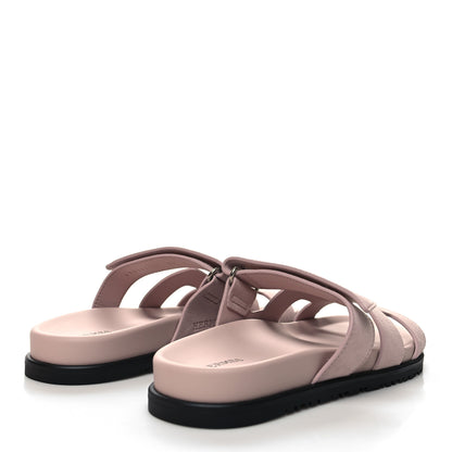 Hermes Suede Goatskin Womens Chypre Sandals 38 Rose Porcelaine 4 of 9