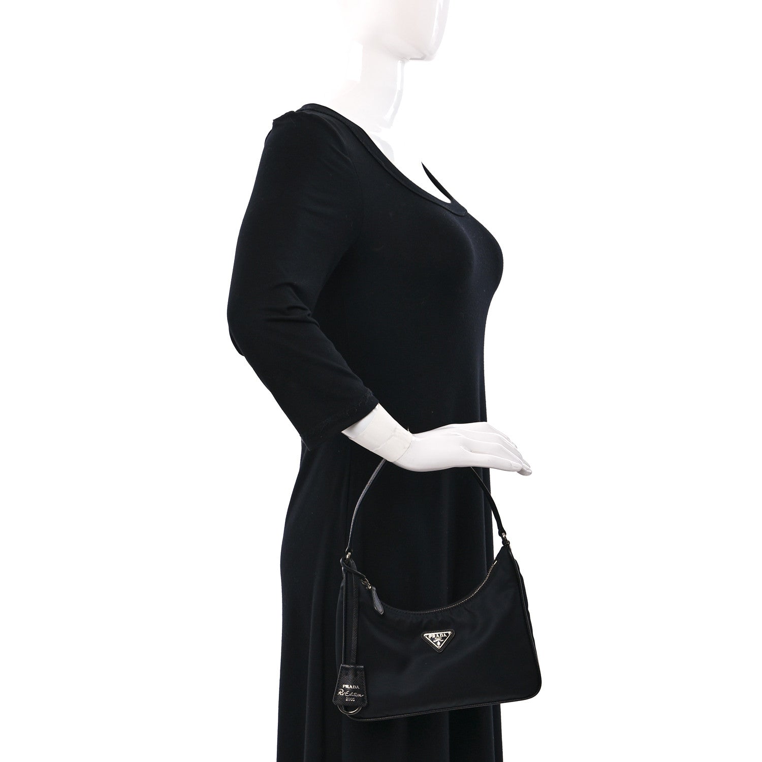 Prada Tessuto Nylon Saffiano Mini Re-Edition 2005 Bag Black 2 of 9